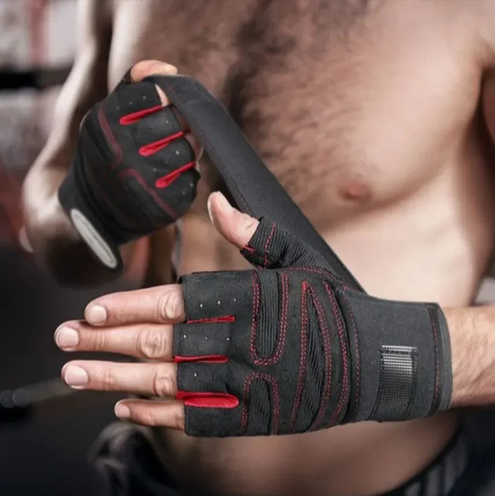 Gym Gloves for Women Men Crossfit Bodybuilding Dumbbell Fitness Strap Sports Training Exercise Workout Fingerless Cycling Gloves