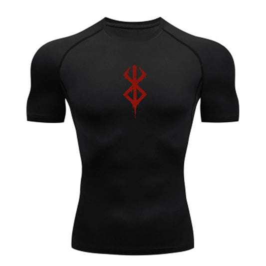 Summer Running T-Shirt Men Short Sleeve Compression Shirt Gym Sports Top White & Black Quick Dry Breathable MMA Fitness Clothing