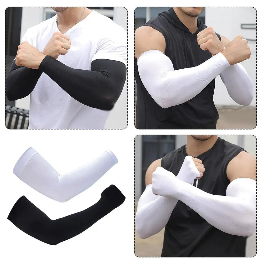 Large Size Men Cooling Arm Sleeves Cover Sport Running UV Sun Protection Outdoor Men Fishing Cycling Quick Dry Gloves Arm Warmer