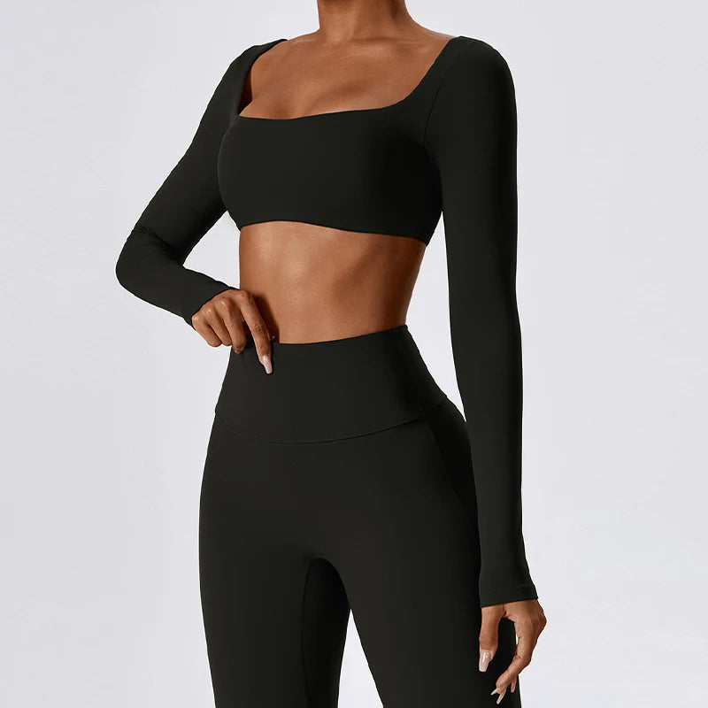 Naked Feeling Long Sleeve Yoga Clothing Stretch Female Outdoor Running Quick Dry Sportswear Women Training Tight Yoga Suit