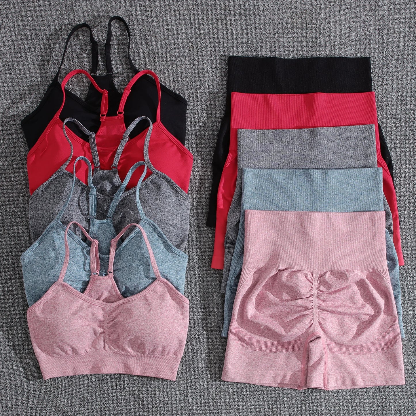 Sexy Push Up Short Sets Woman Casual Seamless Casual Women Top Sets High Waist Skinny 2 Piece Sets Women Outfit